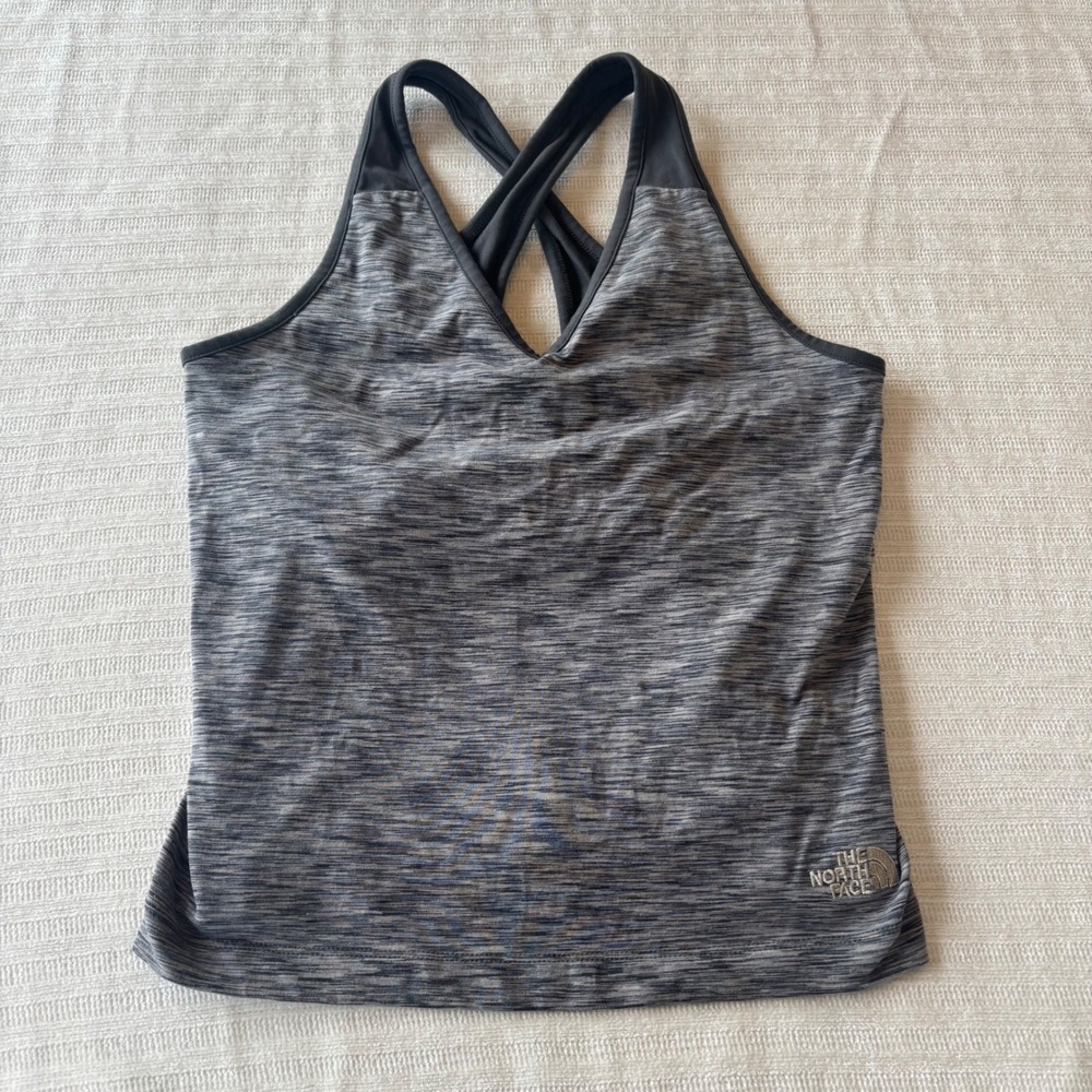 The North Face Womens VaporWick Space‎ Dye Shelf Bra Tank Top Gray Medium